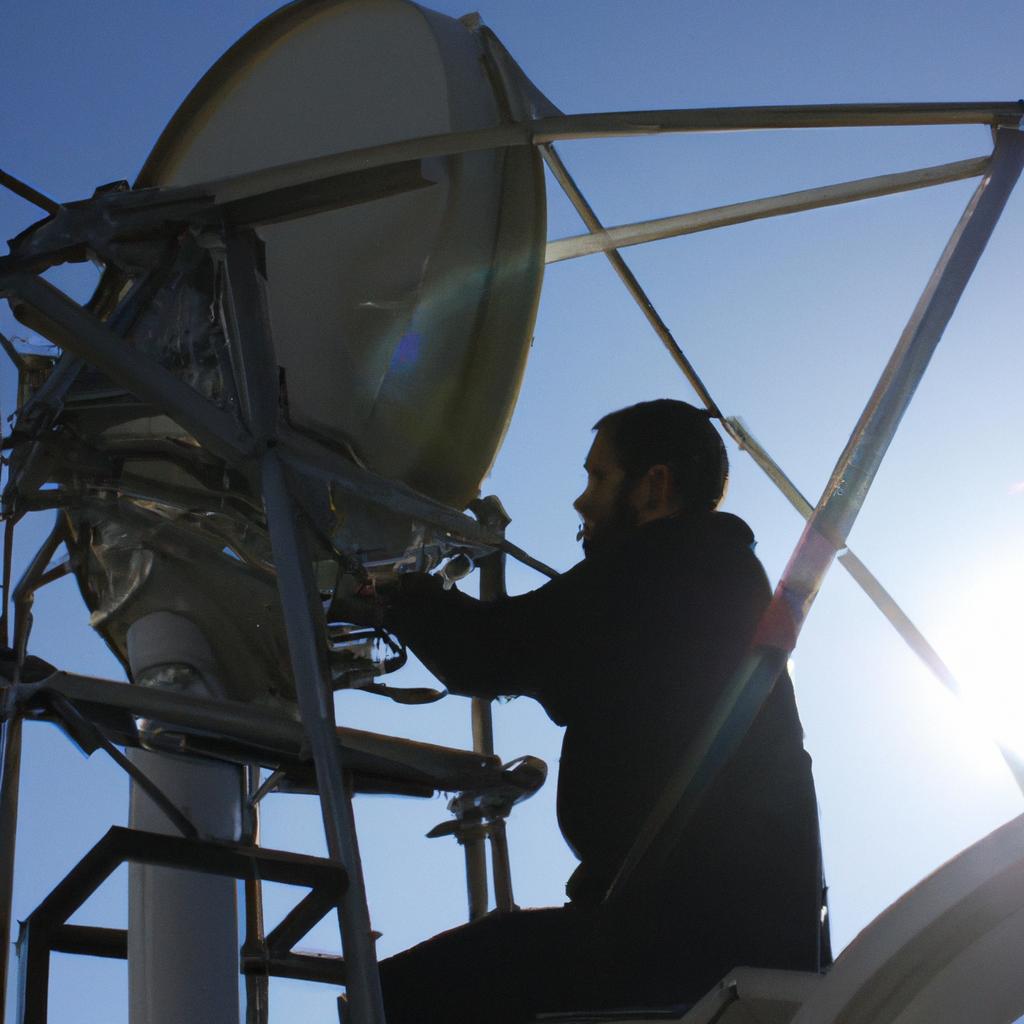 Person working on satellite communication
