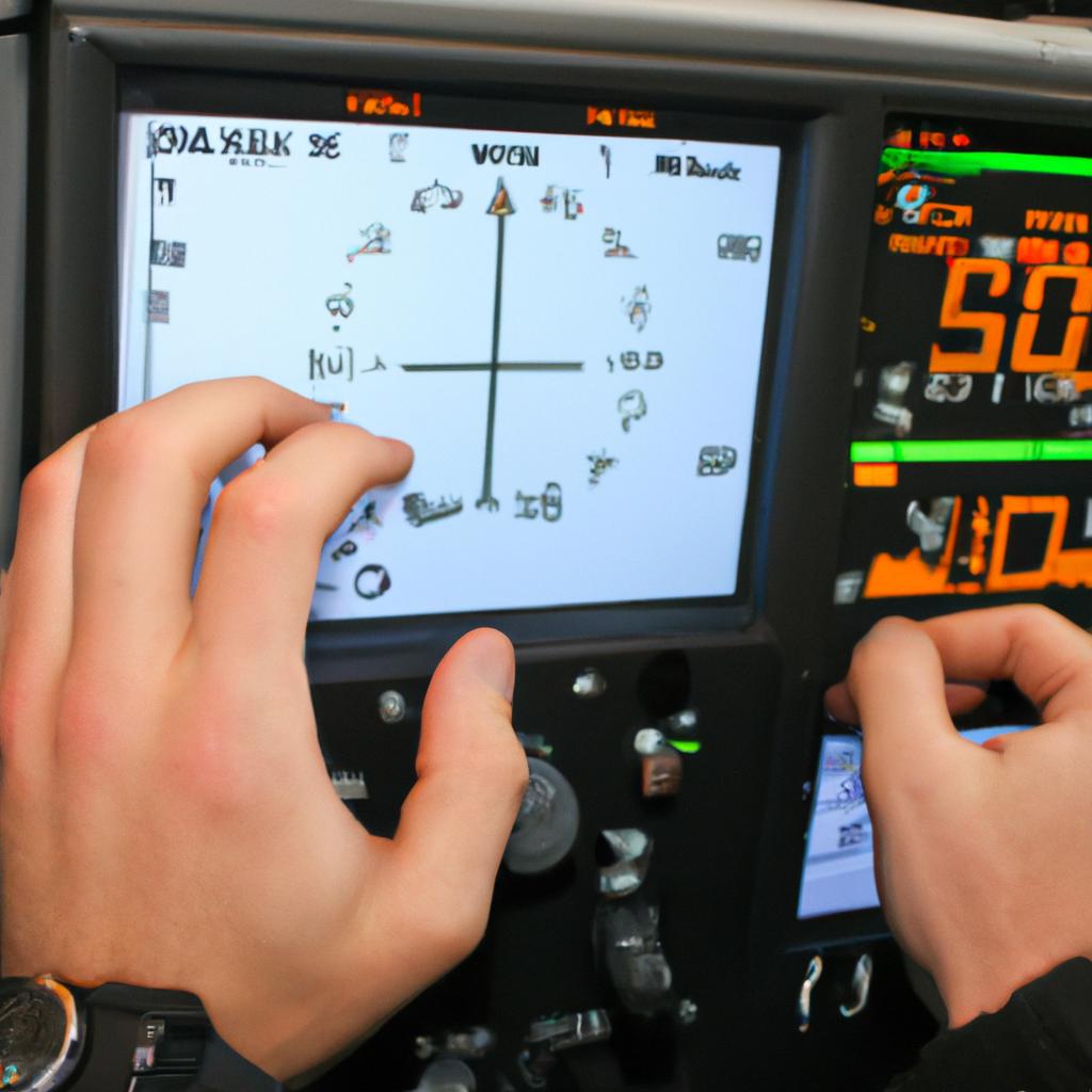 Person operating electronic flight instruments